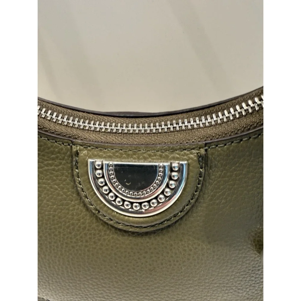 Brighton H4391V Jem Olive Green Studded Leather Shoulder Bag Purse Hobo Dust Bag